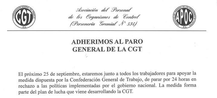 Paro General 25 de septiembre